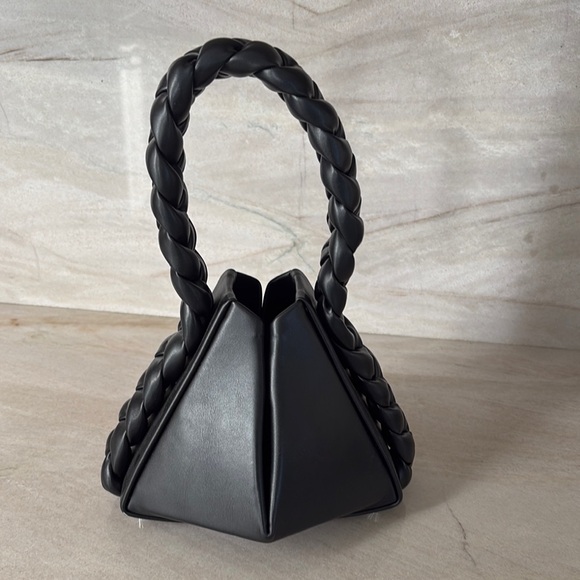 Pookie & Sebastian Handbags - Pookie and Sebastian Black Braided Handle Women's Bag